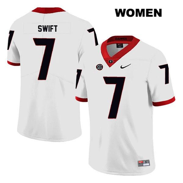 Georgia Bulldogs Women's D'Andre Swift #7 NCAA Legend Authentic White Nike Stitched College Football Jersey QQB0356TI